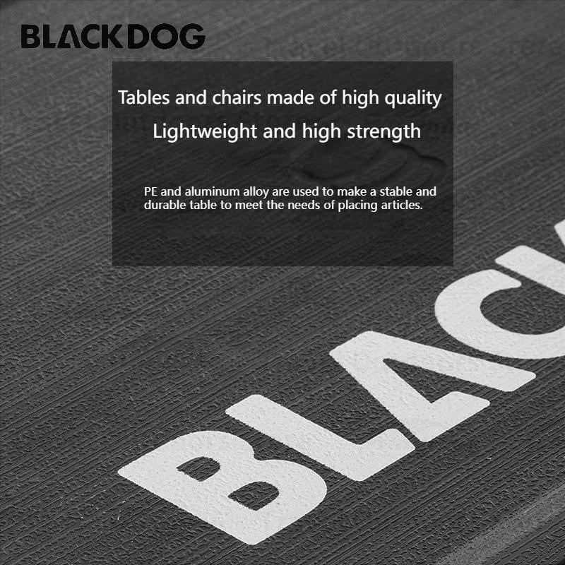 BLACKDOG Black Folding Table & Chair Set Portable Lightweight Foldable Table Chair Camping Aluminum PE Plastic Table Telescopic Chair Set Outdoor Hiking Picnic BBQ Dining Heavy Duty Original Black Dog