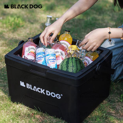 BLACKDOG ICELAND Cooler Storage Box 13L 25L Hot and Cold up to 48H Foods Drinks Ice Box Outdoor Camping Picnic Fishing 3 Layer PP EPS Insulation Chest Container 50kg Max Load Black Dog