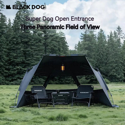 BLACKDOG Full Shading Black Vinyl Automatic Beach Tent Outdoor Canopy Fast Build UPF50+ Sunscreen Vinyl Coated Camping Picnic Fishing for 2-3 Person Waterproof PU3000mm Black Dog