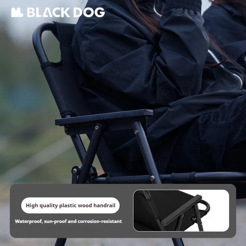 BLACKDOG 2 Person Double Folding Chair Outdoor Portable Leisure Sofa 240KG Max Load Foldable Outdoor Seat Iron Pipe 600D Oxford Cloth Black Beach Camping Hiking Picnic Beach Travel Heavy Duty Original Black Dog