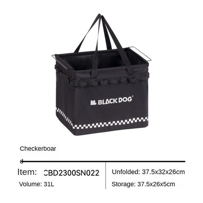 BLACKDOG Black Tactical Storage Bag Self Standing Basket Large 31L Capacity 12kg Max Load Folding Portable Collapsible