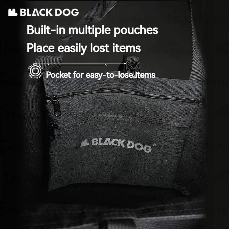 BLACKDOG Black Mutli-Functional Shopping Bag Portable Ultralight Storage Tote Bag Strong Durable Wear Resistant Carrying Bag Eco Bag With Zipper Camping Hiking Outdoor Beach Travel Grocery 900D Oxford Cloth Heavy Duty Original Black Dog