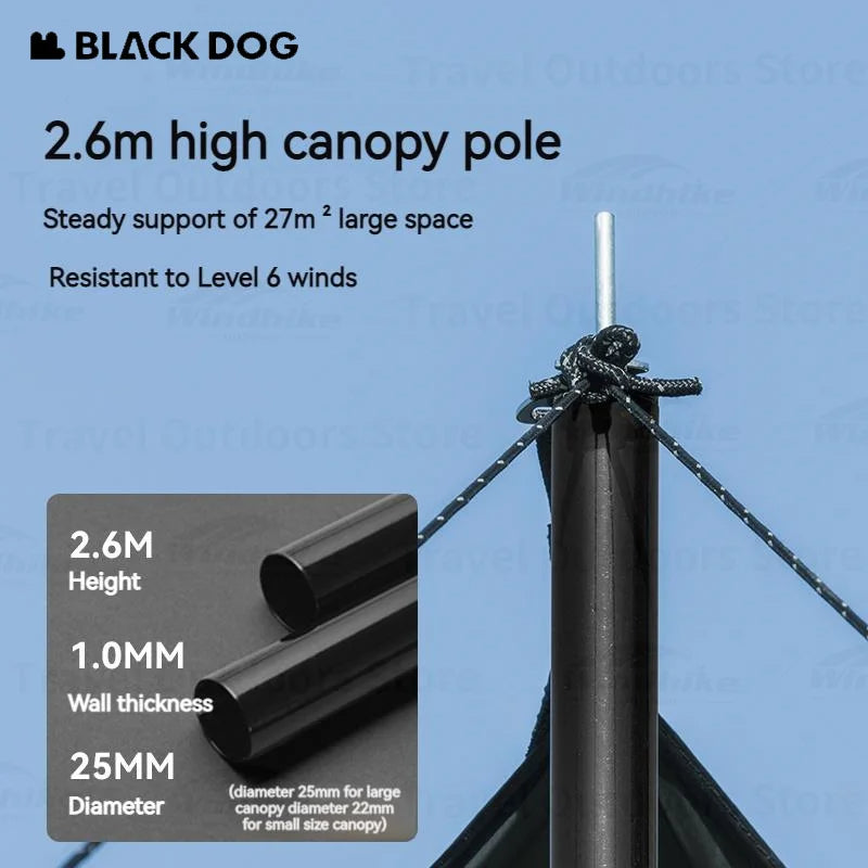 BLACKDOG Hexagonal Arc Edge Sky Curtain Large Canopy Awning Tarp Tent PU Coated Waterproof up to 27m² Shade Area UPF50+ Sunscreen Camping Hiking Picnic Beach Travel Shelter with Poles Hexagon Square Heavy Duty Original Black Dog