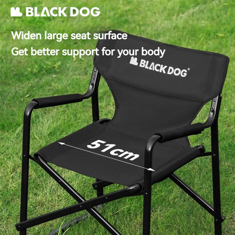 BLACKDOG Meditation Folding Director Chair Outdoor Portable Folding Leisure Stool Widen Seat With Armchair Camping Beach Fishing Picnic Garden Travel Heavy Duty Original Black Dog