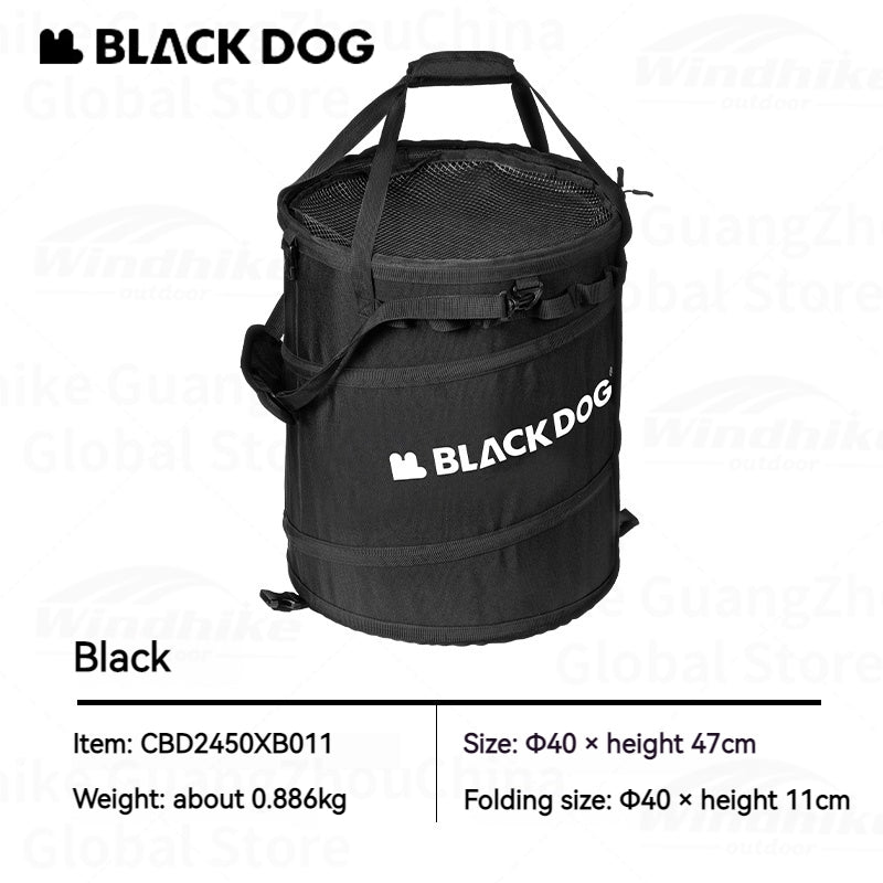 BLACKDOG Outdoor Folding Bucket Bag 40L Capacity Outdoor Portable Ultralight Multi-Functional Folding Round Clothes Bag Sundry Storage Box Hiking Camping Picnic Beach Travel  Heavy Duty Original Black Dog