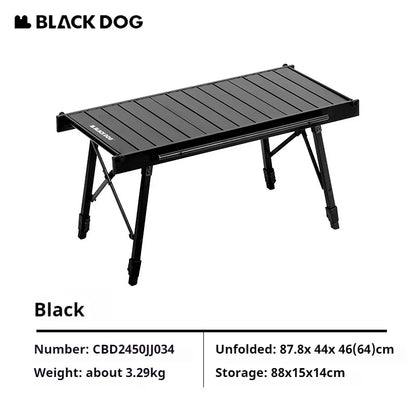 BLACKDOG Black IGT Portable Table Ultralight Compatible Free Combination Height Adjustable High Low Camping Table Folding Outdoor Picnic BBQ Grill Stove Cooking Foldable Aluminum Alloy 40kg Max Load Heavy Duty Original Black Dog