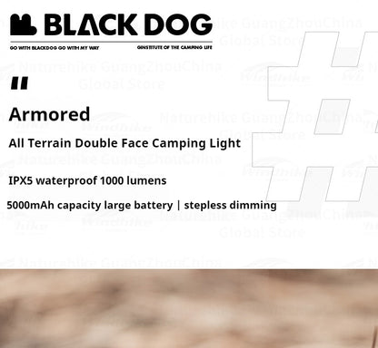 Blackdog All Terrain Double-Sided Camping Light Waterproof IPX5 Rechargeable Emergency Lamp 1000lm 5000mAh Long Battery Light Outdoor Lighting