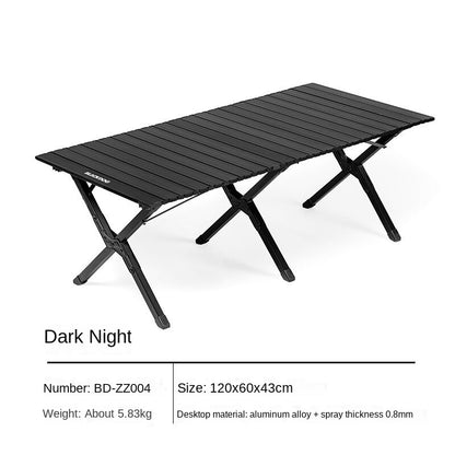 BLACKDOG Aluminum Alloy Egg Roll Table Portable Folding Lightweight Black Outdoor Camp Foldable Picnic Table Large 6 Legs Camping Hiking Beach Heavy Duty Original Black Dog