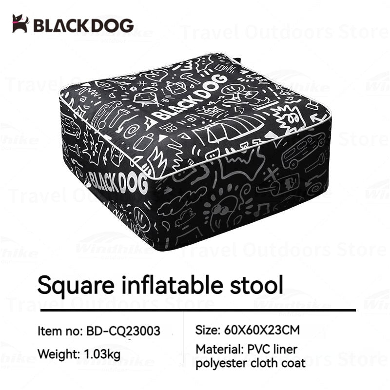 BLACKDOG Crazy Dreamer Inflatable Sofa Outdoor 1-2 Persons Portable Leisure Graffiti Print Square Stool Folding Air Couch Sofa Camping Hiking Travel Picnic Beach Folding Home Sofa Set Original Black Dog