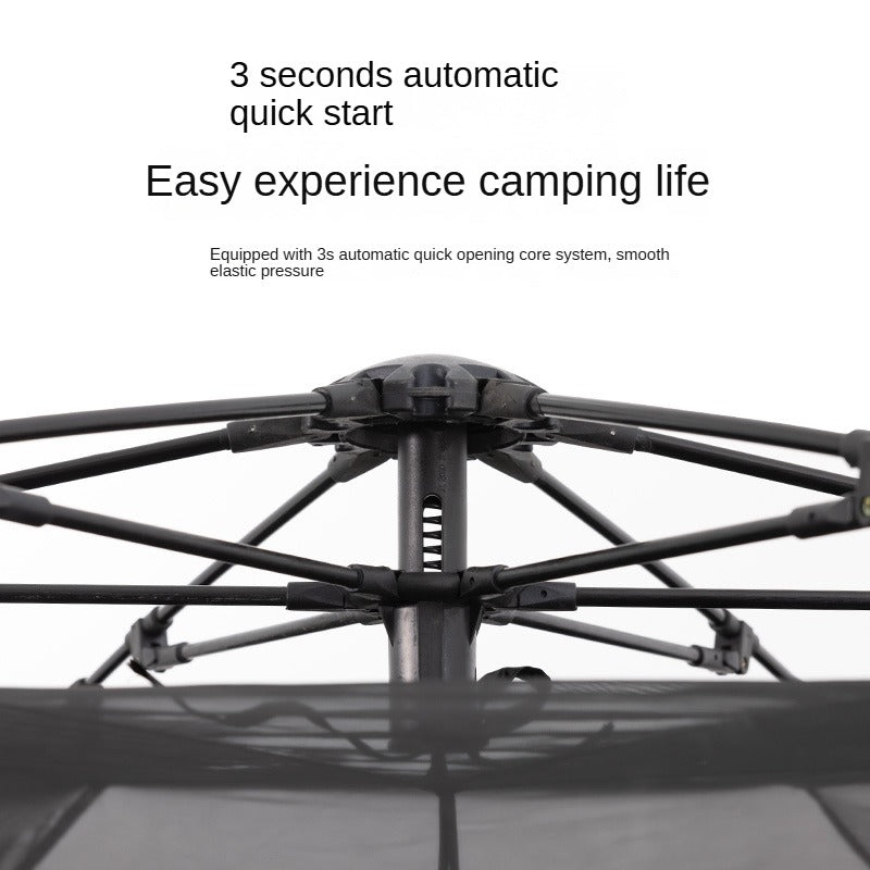 BLACKDOG HEXAGONAL Black Automatic Dome Tent Waterproof Vinyl Coated Sunscreen Large Spee for 4-6 Person Hexagon 3 Door 3 Awning Outdoor Camping Hexagon Fast Build Tent