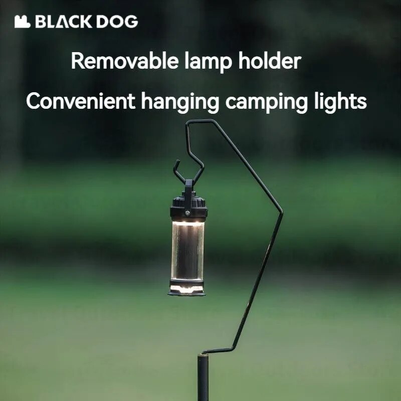 BLACKDOG Black Round Table Portable Aluminum Alloy Tea Coffee Table With Lamp Light Pole Post Stand Holder Portable Ultralight Adjustable Height Outdoor Camping Picnic Side Table Black Dog