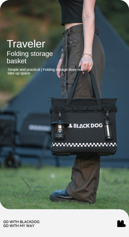 BLACKDOG Black Tactical Storage Bag Self Standing Basket Large 31L Capacity 12kg Max Load Folding Portable Collapsible