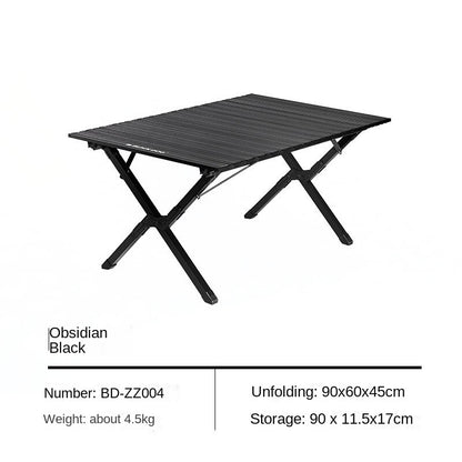 BLACKDOG Aluminum Alloy Egg Roll Table Portable Folding Lightweight Black Outdoor Camp Foldable Picnic Table Large 6 Legs Camping Hiking Beach Heavy Duty Original Black Dog