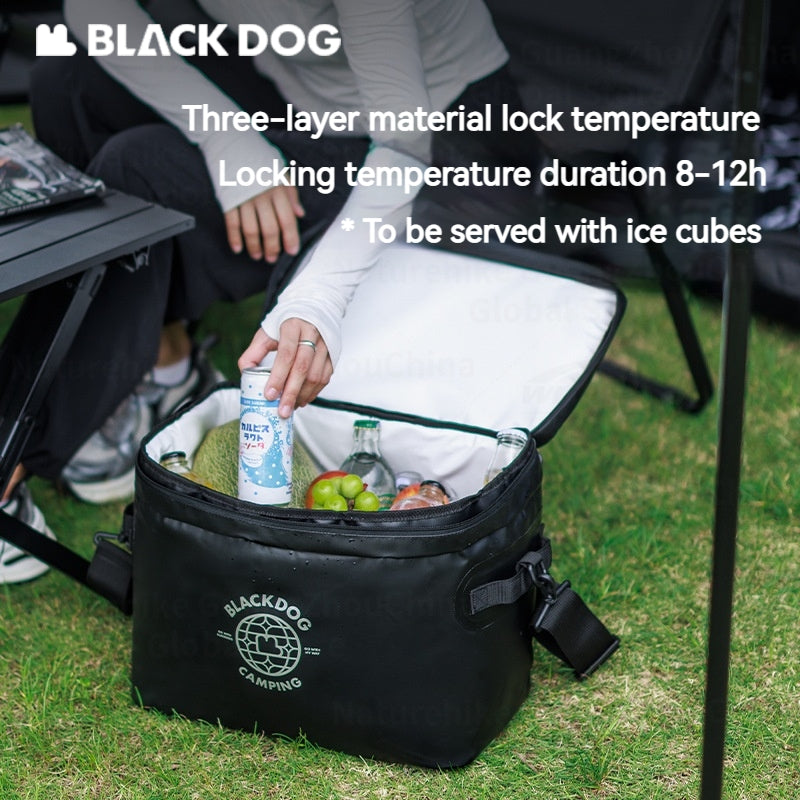 BLACKDOG 20L Portable PVC Ice Bag With Shoulder Strap Outdoor Leakproof Insulated Thermal Lunch Cooler PVC Box Camping Hiking Picnic Beach Travel Heavy Duty Original Black Dog