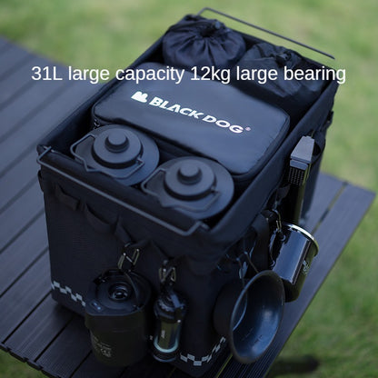 BLACKDOG Black Tactical Storage Bag Self Standing Basket Large 31L Capacity 12kg Max Load Folding Portable Collapsible