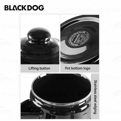 BLACKDOG Camping Enamel Coffee Pot Portable Lightweight High-Capacity Coffee Black Kettle 2L Stainless Steel Thermos Teapot Outdoor Hiking Picnic Travel Heavy Duty Original Black Dog