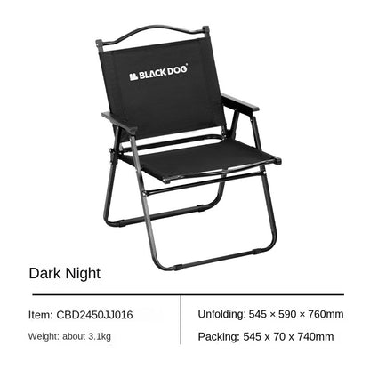 BLACKDOG MOUNTAIN SOUL Black Portable Folding Kermit Chair Outdoor Camping Picnic Travel Ultralight Low High PRO Heavy Duty Foldable Chair up to 190kg Max Load Thick Carbon Steel Frame Black Dog