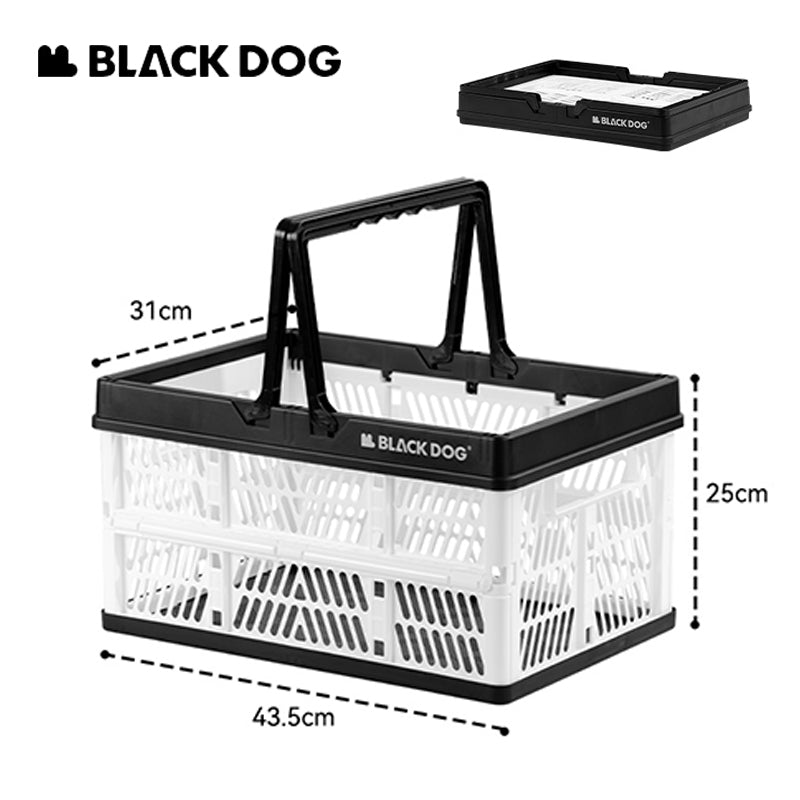 BLACKDOG Folding Storage Basket Portable Lightweight 26L Large Capacity Desk Organizer Foldable Sundry Storage Box PP Camping Outdoor Hiking Picnic Beach Travel Heavy Duty Original Black Dog