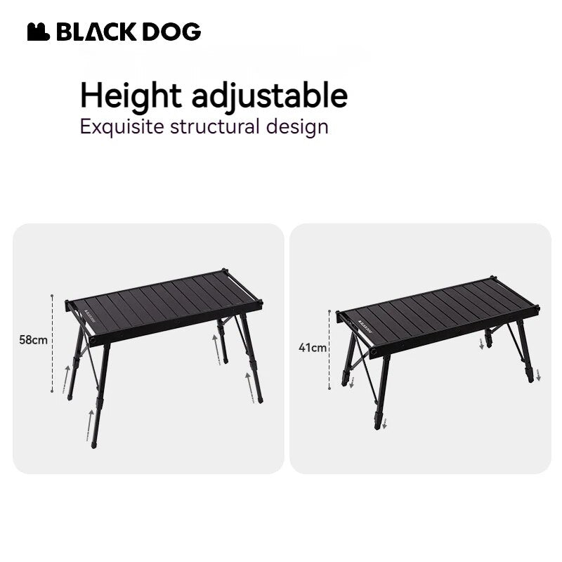 BLACKDOG Black IGT Portable Table Ultralight Compatible Free Combination Height Adjustable High Low Camping Table Folding Outdoor Picnic BBQ Grill Stove Cooking Foldable Aluminum Alloy 40kg Max Load Heavy Duty Original Black Dog