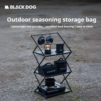 BLACKDOG Outdoor Multifuctional Storage Rack Portable Lightweight Camping Kitchen Accessories Aluminum Alloy 3 Layer Folding Splice Able Shelf