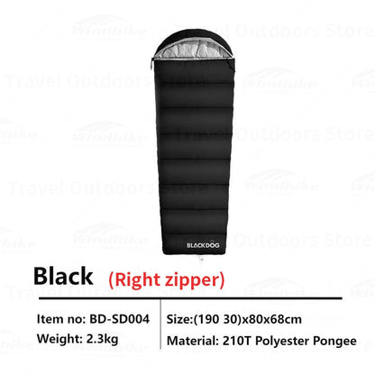 BLACKDOG Trapezoidal Sleeping Bag All 4 Season Camping 1 Person Spliced Envelope Type With Hood Waterproof Blanket Quilt Hooded Shawl Mat Pad Black Dog