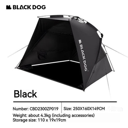 BLACKDOG Full Shading Black Vinyl Automatic Beach Tent Outdoor Canopy Fast Build UPF50+ Sunscreen Vinyl Coated Camping Picnic Fishing for 2-3 Person Waterproof PU3000mm Black Dog