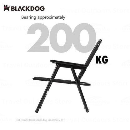 BLACKDOG Black Outdoor Coffee Chair Portable Folding Low Chair with Coffee Cup Holder Version 200kg Max Load Kermit Lying Foldable Seat Arm Back Rest