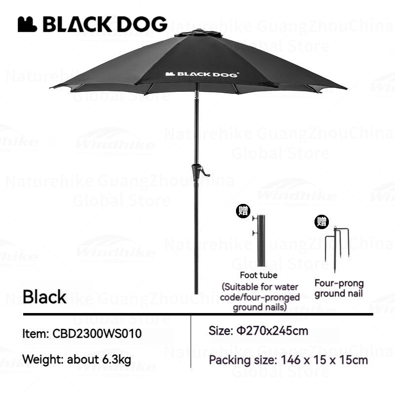 BLACKDOG Sunset Outdoor Parasol Center Pole Umbrella Rubber Canopy Rooftop Garden Gazebo Awning Parasol Sun Shelter Leisure Courtyard Villa Sunscreen Sunshade Rainproof Black Coated Tarp