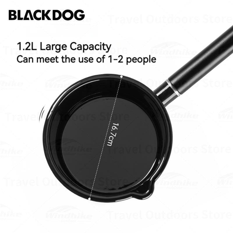 BLACKDOG Camping Enamel Cooker Pot Portable Ultralight 1L Milk Boiler Iron Pot Sauce Pan Polearm Stockpot 1-2 Persons Kitchen Tool Outdoor Hiking Picnic Cooking Travel Heavy Duty Original Black Dog