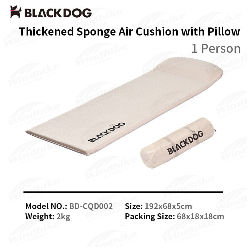 BLACKDOG Sponge Air Cushion With Pillow Outdoor Sleeping Pad Mattress Single Double Bed Portable Folding Mat Automatic Air Auto Inflate Tent Bed