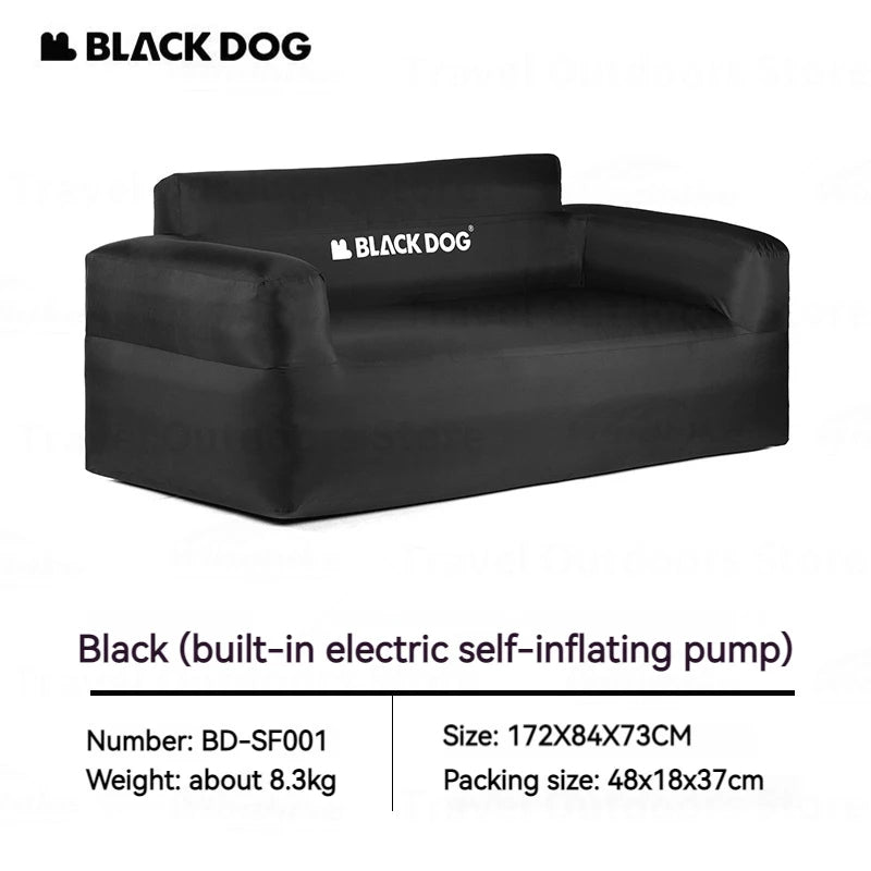 BLACKDOG Inflatable Sofa Outdoor Black Camping Double Portable Sofa Bed 45cm Height up to 300kg Max Load Built-in Electric Air Pump USB C Rechargeable Outdoor Beach Picnic Waterproof Lazy Chair Black Dog