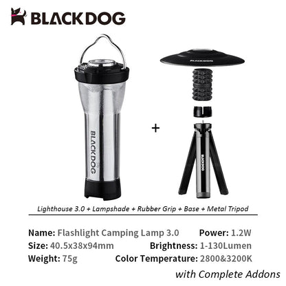 BLACKDOG Outdoor Camping Light Lantern USB Charging LED Lamp Lighthouse Multi Configuration All in One Waterproof Camp Atmosphere Lighting Flashlight