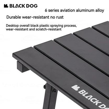 BLACKDOG Aluminum Alloy Folding Table Portable Black Ultralight Fast Assembly 30kg Max Load Outdoor Camping Picnic Table Multifunctional with Storage Bag Heavy Duty Durable Black Dog