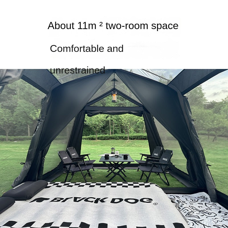 BLACKDOG STAR CHASE Black Cinema Automatic Cabin Style Tent 8-10 Person Waterproof Extra Large Use Space up to 33m² 2 Bedroom 4 Awning Canopy Halls Vinyl Coated Sunscreen