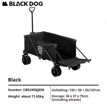 BLACKDOG Mountain Shadow Plus Camping Cart Portable Folding Cart With Brake Wheels Detachable Large Capacity Utility Wagon Outdoor Collapsible Trolley