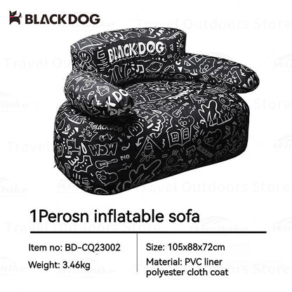 BLACKDOG Crazy Dreamer Inflatable Sofa Outdoor 1-2 Persons Portable Leisure Graffiti Print Square Stool Folding Air Couch Sofa Camping Hiking Travel Picnic Beach Folding Home Sofa Set Original Black Dog