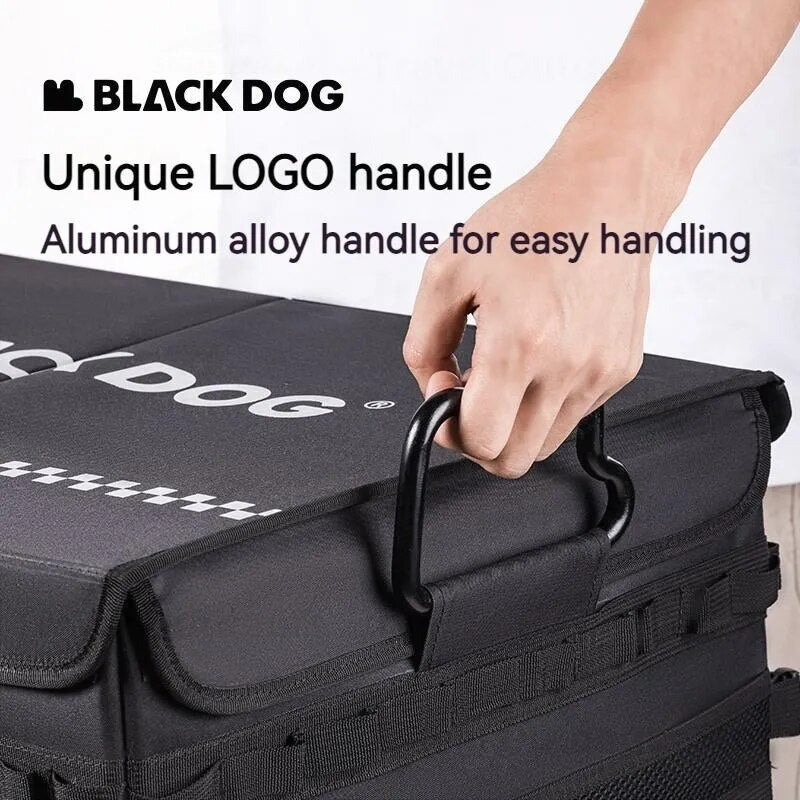 BLACKDOG Traveler Car Storage Box Portable Folding Black Tactical Camping Equipment Storage Bag Free Partition Extra Large 60L up to 40kg Max Load Waterproof Outdoor Travel Vehicle Mounted Black Dog