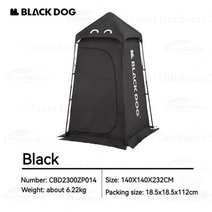 BLACKDOG Black Automatic Shower Tent Portable Single Shower Changing Tent Sun Protection Camping Tent Changing Mobile Toilet Bath Bathroom Waterproof PU2000mm Windproof 150D Silver Coated Black Dog