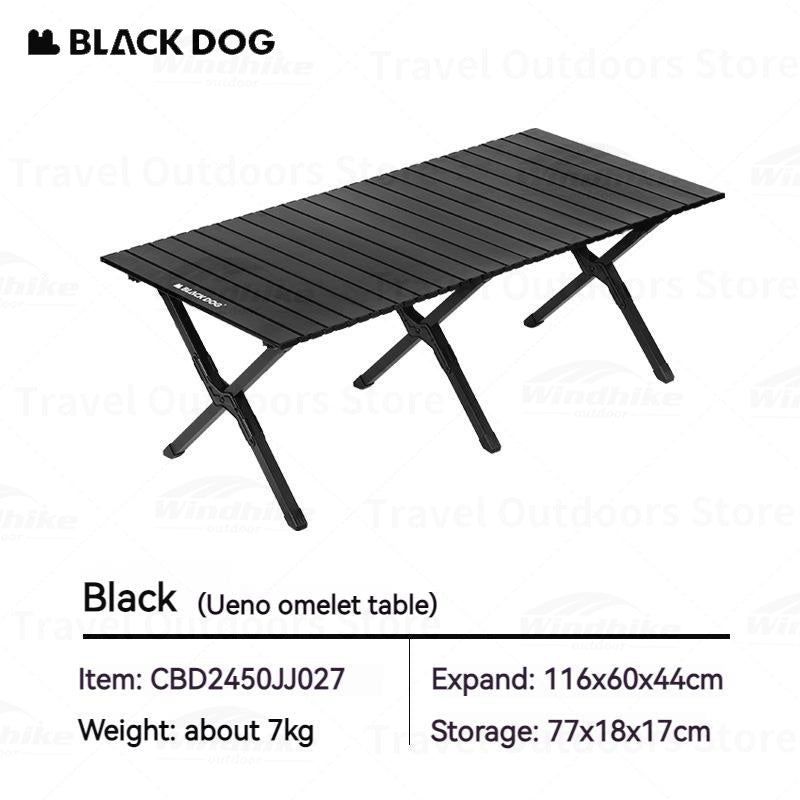 BLACKDOG Aluminum Alloy Egg Roll Folding Table Portable Camping Coffee Dining Table Outdoor Tourism Hiking Picnic Beach Foldable Board Triangular Cross Support Heavy Duty Orignal Black Dog