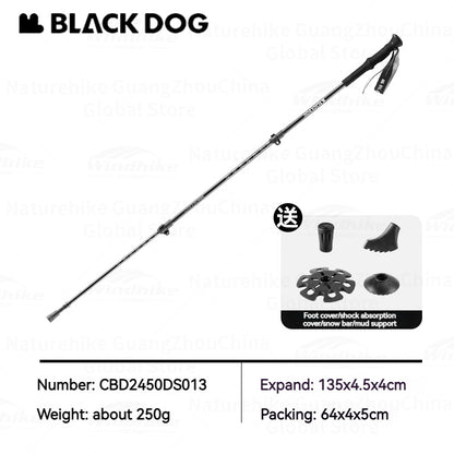 BLACKDOG Carbon Fiber Trekking Pole Portable Ultralight Three Section Folding / Telescopic Walking Hiking Anti-Skid Stick Adjustable Climbing Cane Rod 1pc