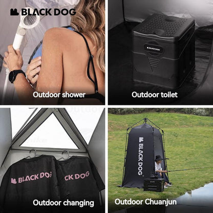 BLACKDOG Black Automatic Shower Tent Portable Single Shower Changing Tent Sun Protection Camping Tent Changing Mobile Toilet Bath Bathroom Waterproof PU2000mm Windproof 150D Silver Coated Black Dog