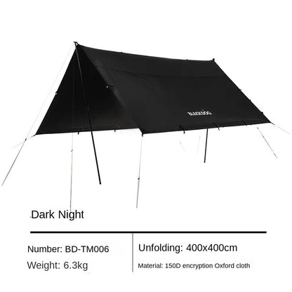 BLACKDOG Hexagonal Arc Edge Sky Curtain Large Canopy Awning Tarp Tent PU Coated Waterproof up to 27m² Shade Area UPF50+ Sunscreen Camping Hiking Picnic Beach Travel Shelter with Poles Hexagon Square Heavy Duty Original Black Dog