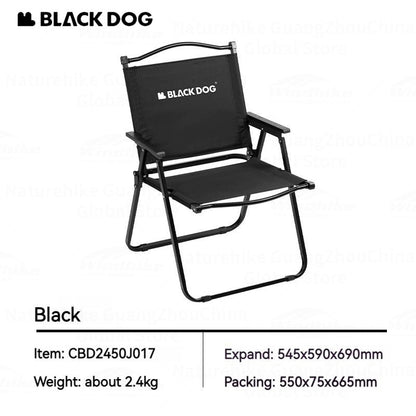 BLACKDOG MOUNTAIN SOUL Black Portable Folding Kermit Chair Outdoor Camping Picnic Travel Ultralight Low High PRO Heavy Duty Foldable Chair up to 190kg Max Load Thick Carbon Steel Frame Black Dog