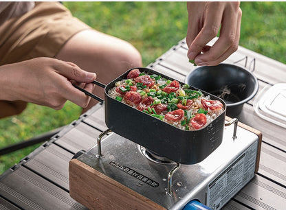 BLACKDOG Outdoor Camping Lunch Box Portable Ultralight Non Stick Aluminum Alloy Lunch Meal Box 800ml Folding Foldable Pot Cookware Tableware For 1-2 Person Cooking Camping Outdoor Picnic Beach Travel Heavy Duty Original Black Dog