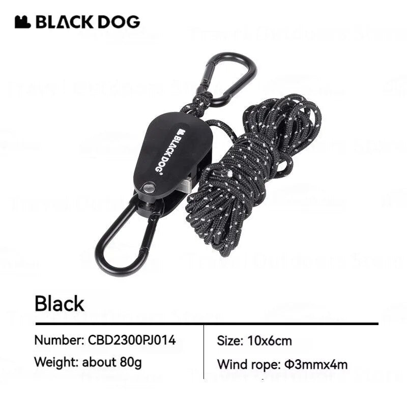 BLACKDOG Wind Rope Adjuster Portable Lightweight Pulley Design Easy Windproof Canopy Tarp Tent Setup Strong Load Bearing Outdoor Camping Hiking Outdoor Equipment Reflective Line Buckle Tensioner Hook Heavy Duty Original Black Dog