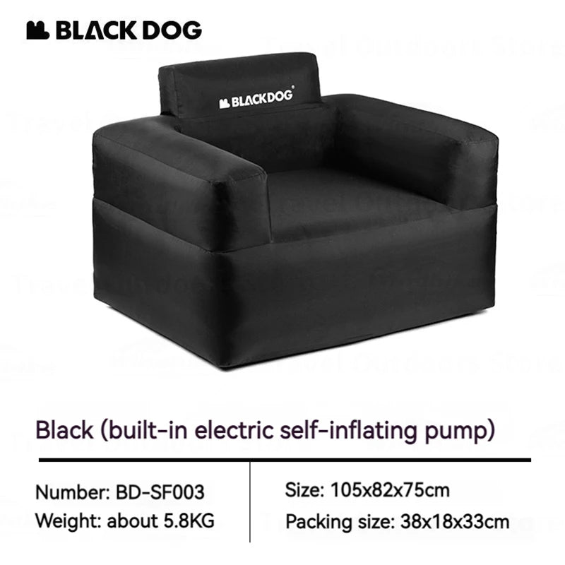 BLACKDOG Inflatable Sofa Outdoor Black Camping Double Portable Sofa Bed 45cm Height up to 300kg Max Load Built-in Electric Air Pump USB C Rechargeable Outdoor Beach Picnic Waterproof Lazy Chair Black Dog