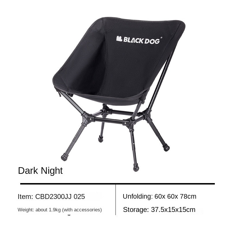 BLACKDOG Height Adjustable Folding Moon Chair Upgraded Portable 900D Oxford Cloth Outdoor Camping Foldable 120KG Max Load Lightweight Black Dog