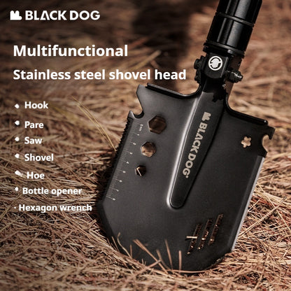 Blackdog Foldable Portable Engineer Shovel Outdoor Lightweight Multifunctional Stainless Steel Thickened Camping Shovel Fishing Hiking Tool Equipment