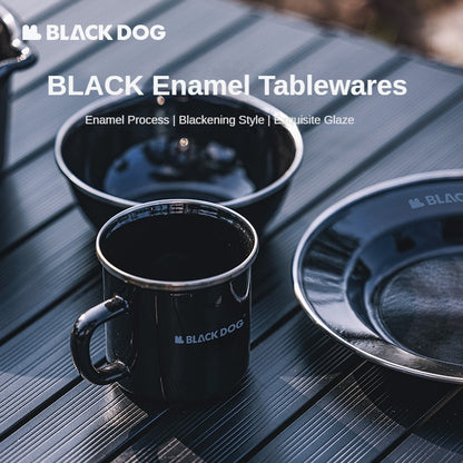 BLACKDOG Enamel Coated Dining Utensil Dish Bowl Plate Cup Stainless Steel Glazed Outdoor Camping Tableware