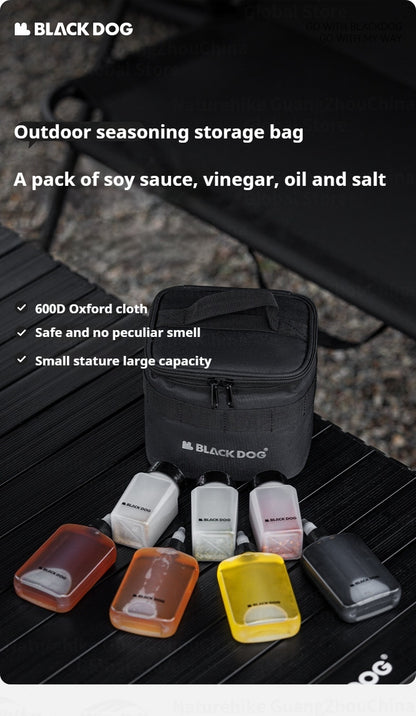 BLACKDOG Outdoor Seasoning Storage Bag Portable Condiment Bottle Set Outdoor Picnic Camping BBQ Jar Spice Container Organizer Kit 600D Oxford Cloth